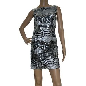 Marciano Elegant Silver Sequin Dress Mini XS